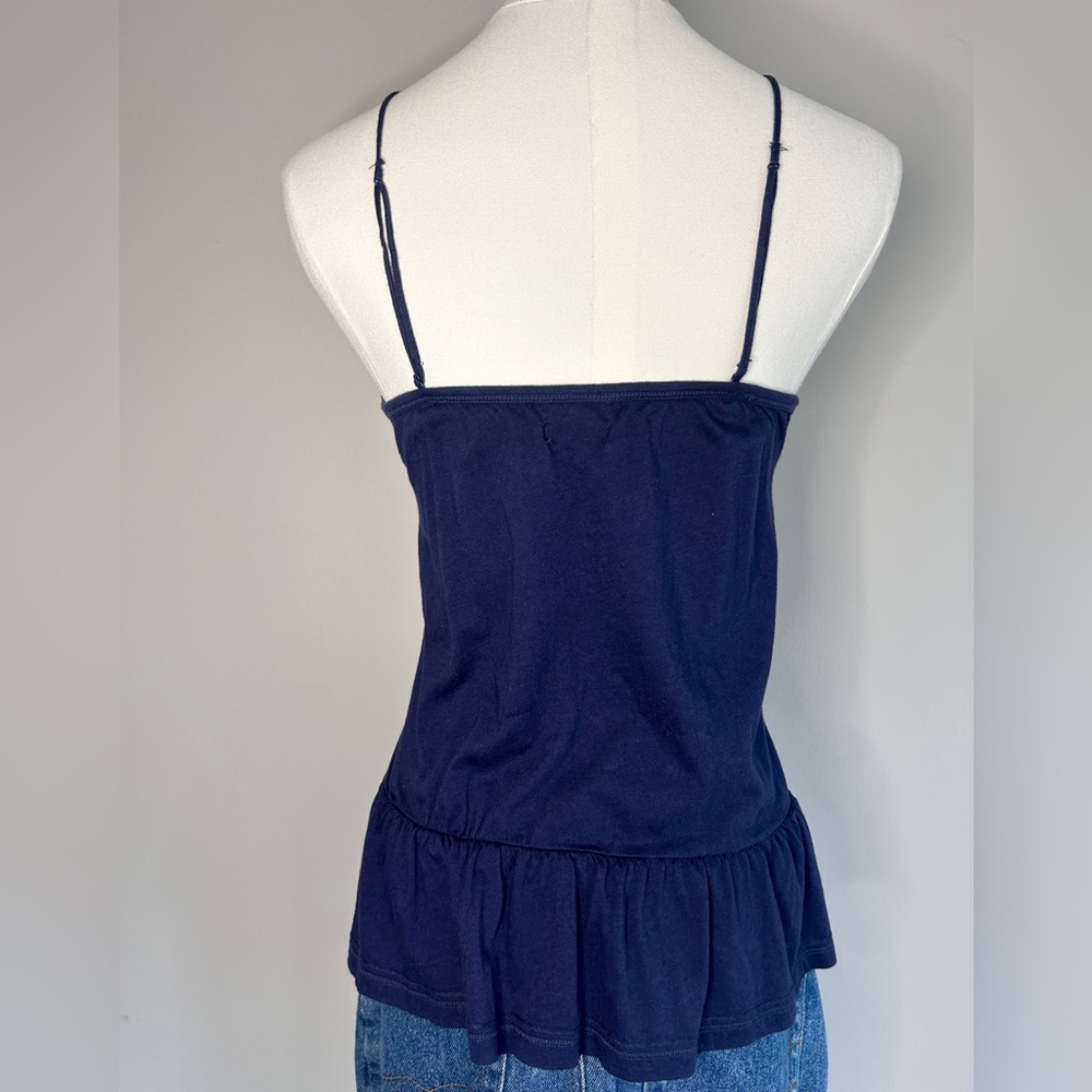 Y2K American Eagle Lace Trim Drop Waist Ruffle Cami Tank Top Coquette 2010s | M - Picture 8 of 10